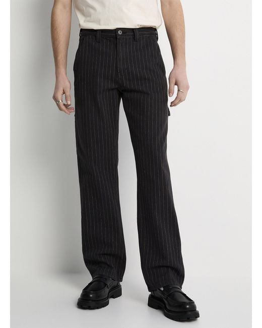 Dickies White Railroad Stripe Carpenter Pant Relaxed Fit for men