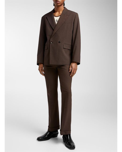 Ernest W. Baker Brown Cuffed Pinstripe Pant for men