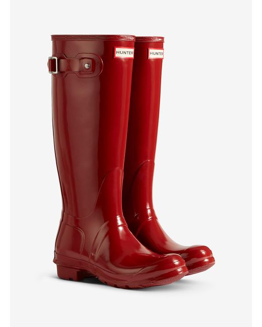 Hunter Red Original Gloss Adjustable Tall Rain Boots Women