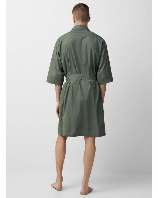 Le 31 Green Lightweight Poplin Robe for men
