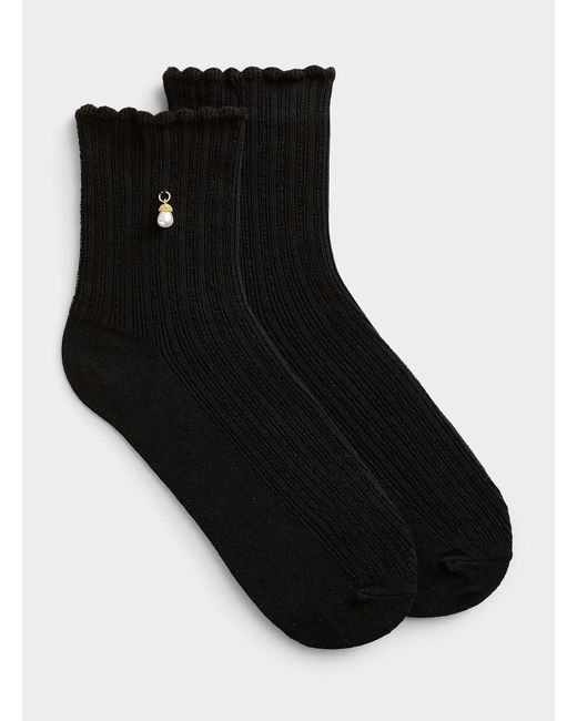 Simon's Black Charm Ribbed Socks
