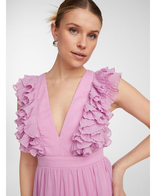Icône Tiered Ruffles Pink Maxi Dress