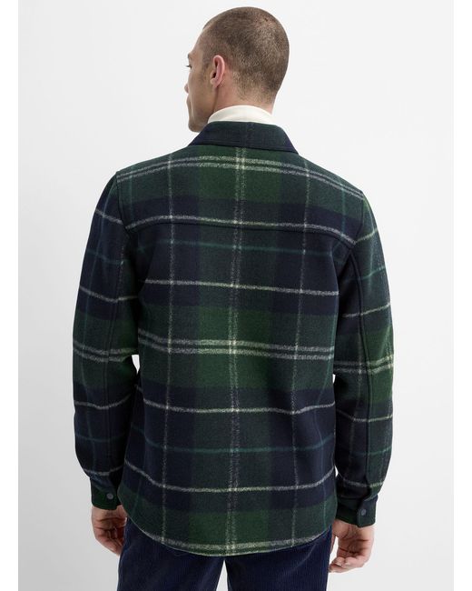 Le 31 Blue Check Felt Overshirt for men