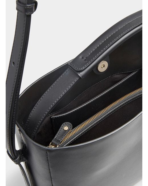 Flattered Black Hedda Topstitched Leather Bag