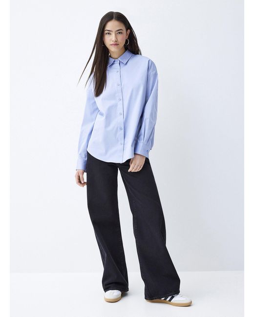 Twik Blue Loose Plain Poplin Shirt