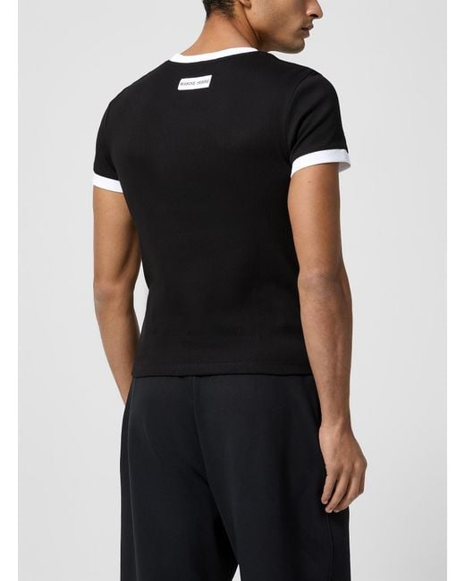 MARINE SERRE Black Moon Contrasting Trim Fitted T for men