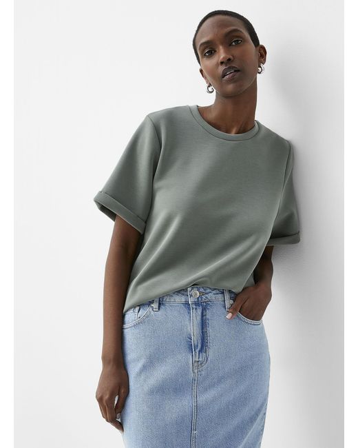 Contemporaine Gray Rolled Sleeves Peach
