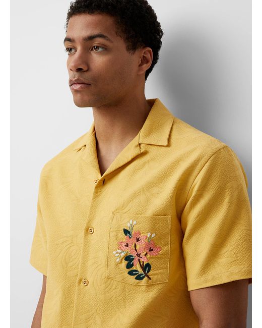 Portuguese Flannel Yellow Beach Resort Camp Shirt for men
