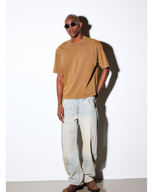 Le 31 Brown Studded Insert T for men