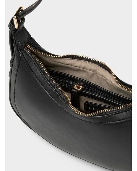 Simon's Black Solid Small Rounded Shoulder Bag