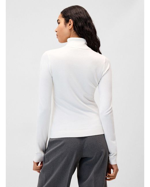 Twik White Solid Turtleneck Sweater