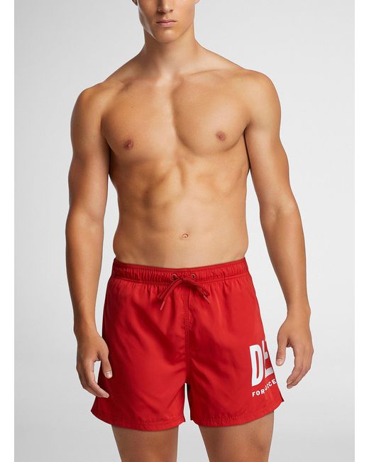 DIESEL Red Signature Swim Trunks for men