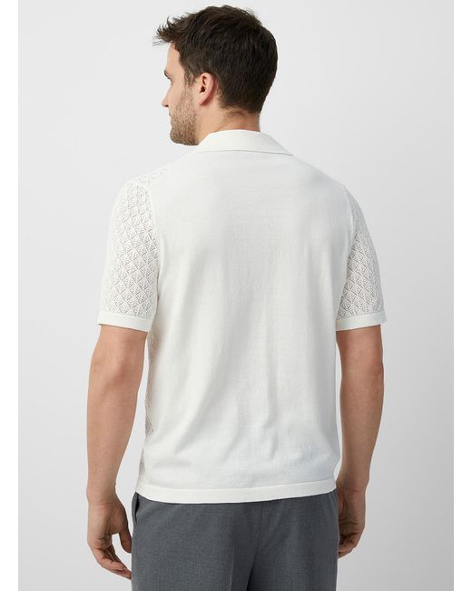 Le 31 Gray Pointelle Knit Camp Shirt for men
