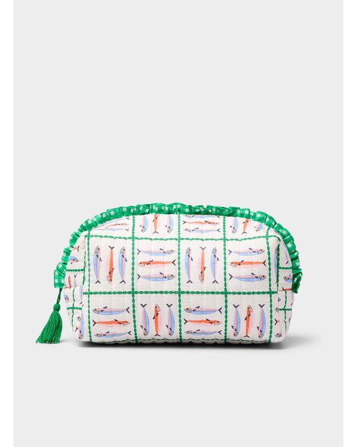 Simon's Green Cute Patterned Quilted Cosmetics Case