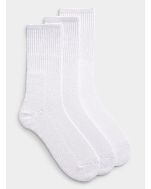 Le 31 White Solid Organic Cotton Blend Socks 3 for men