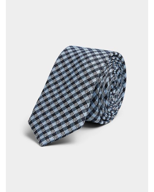 Le 31 Blue Skinny Gingham Tie for men
