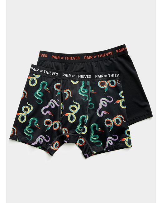 Pair of Thieves Black Solid And Snake Boxer Briefs 2 for men