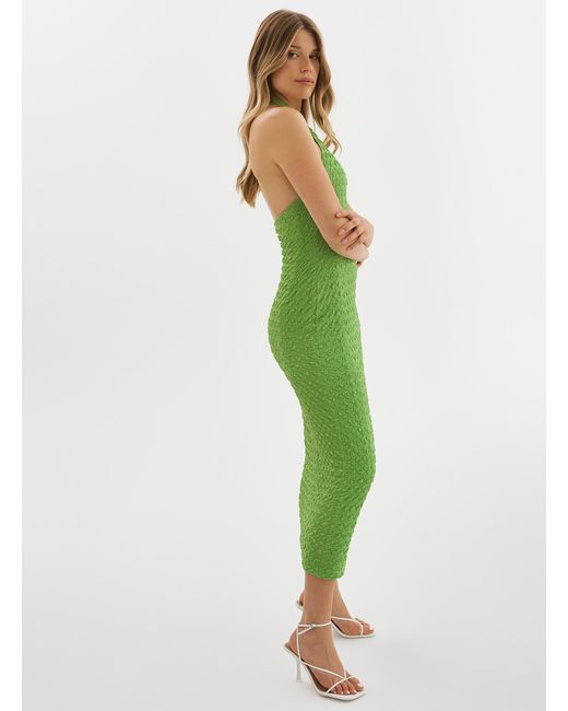 Lamarque Green Milca Popcorn Texture Maxi Halter Dress