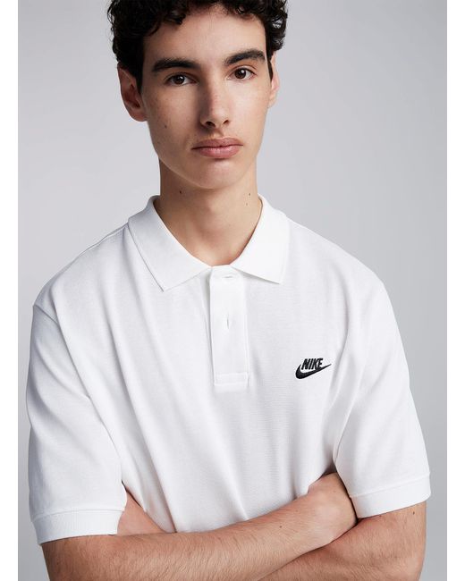 Nike White Small Logo Piqué Polo for men