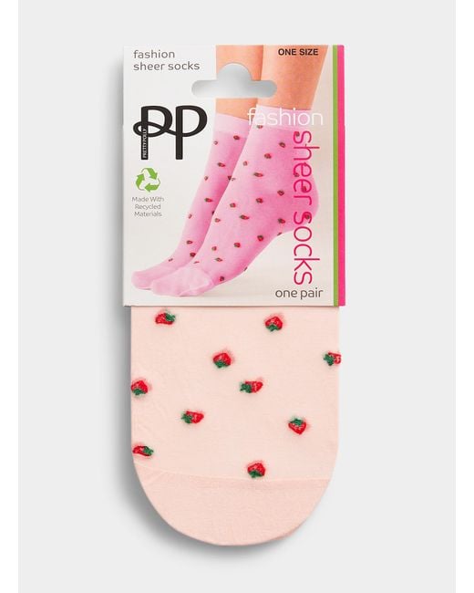 Pretty Polly Pink Strawberry Sheer Ankle Sock