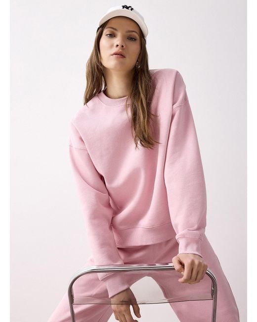 Twik Pink Oversized Thin Fleece Sweatshirt