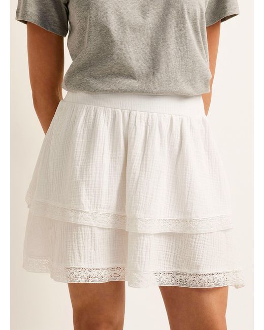 Vero Moda Natural Lace Edging Tiered Miniskirt