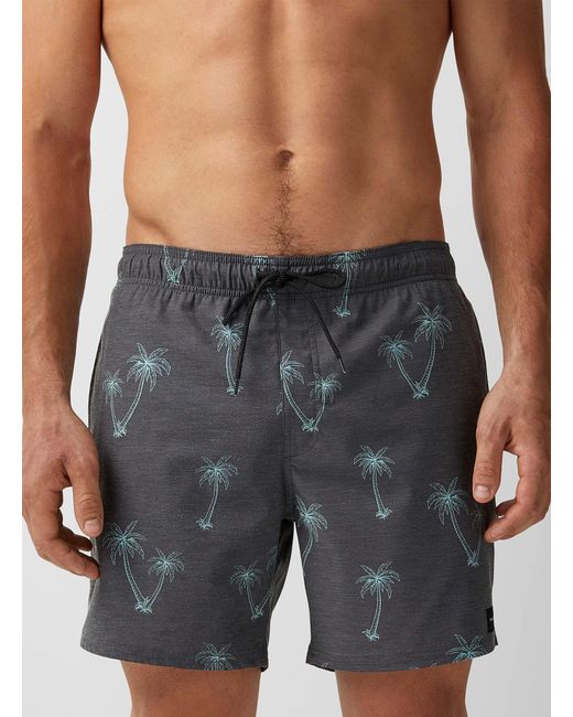 Rip Curl Palm Tree Stretch Swim Short in Patterned Black (Black) for