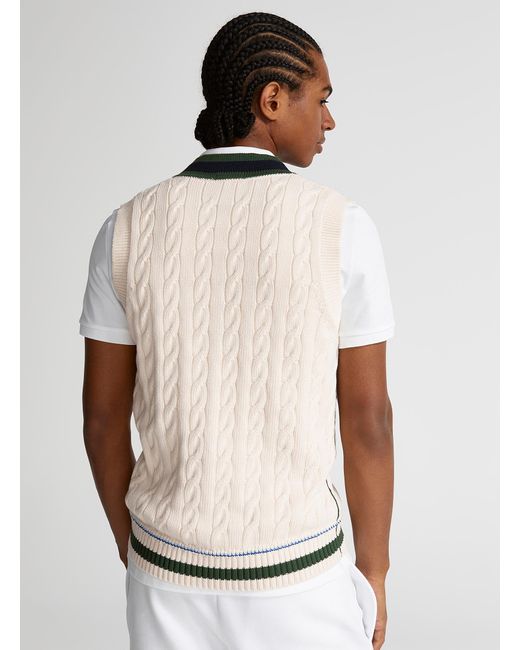 Lacoste Preppy Sweater Vest in White for Men | Lyst