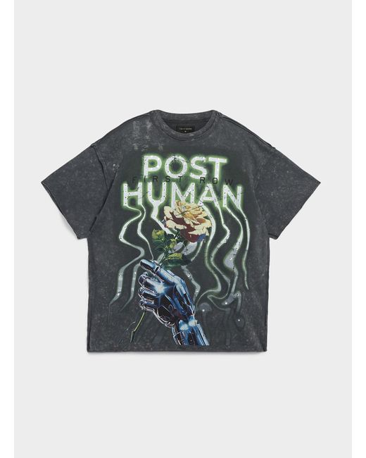 First Row Gray Soft Code Cropped Graphic T for men