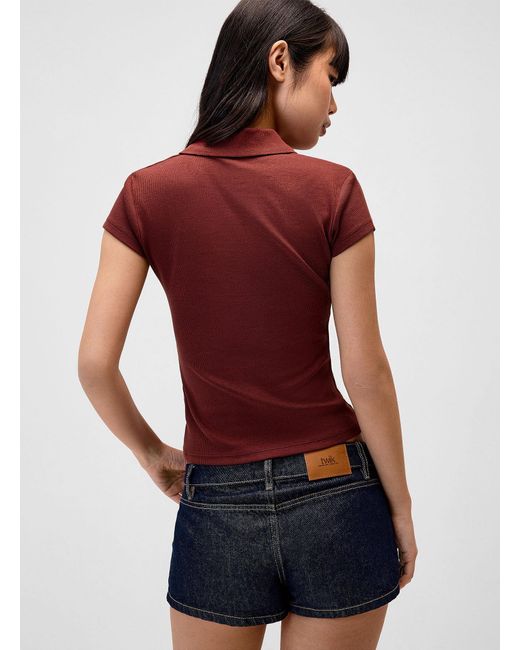 Twik Red Solid Fitted Polo Shirt