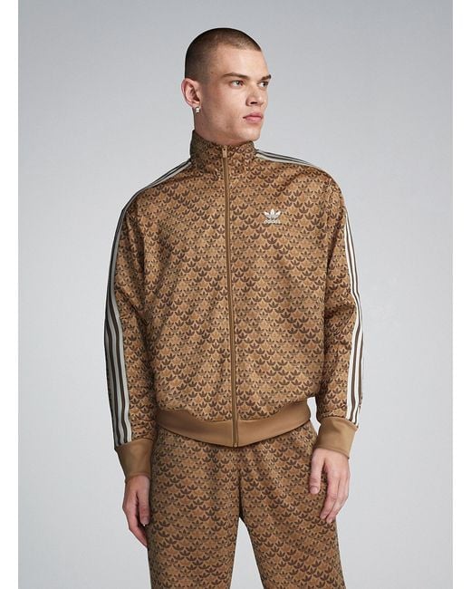Adidas Brown Monogram Track Jacket for men