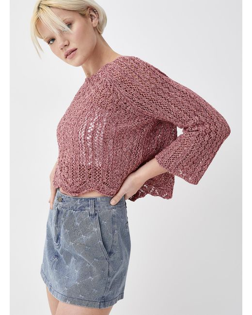 ONLY Multicolor Scalloped Edging Openwork Sweater
