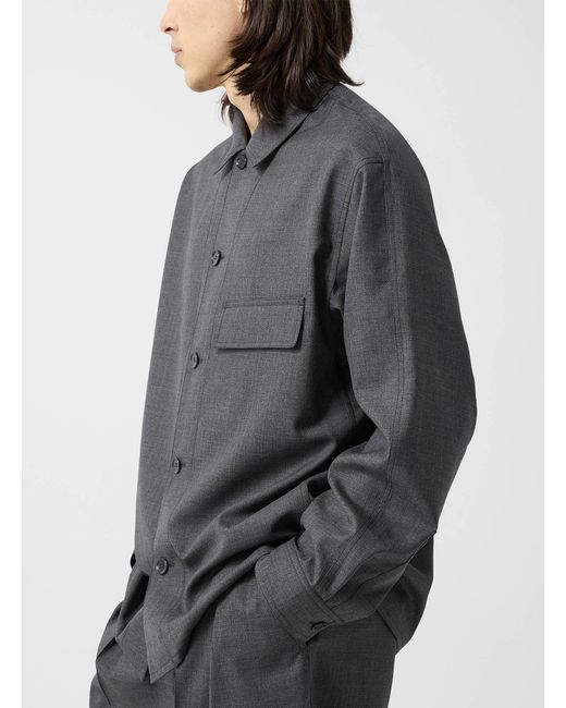 Lemaire Gray Soft Pure Wool Overshirt for men