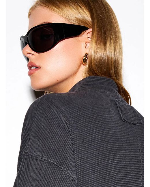 Simon's Gray Clover Enveloping Rectangular Sunglasses