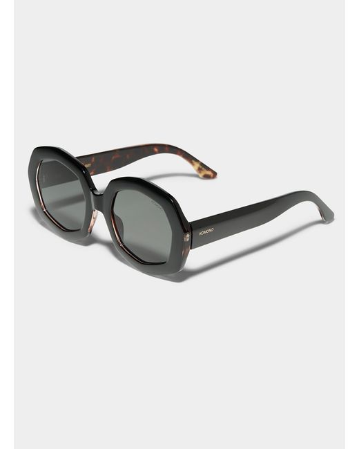 Komono Black Amy Geo Round Sunglasses