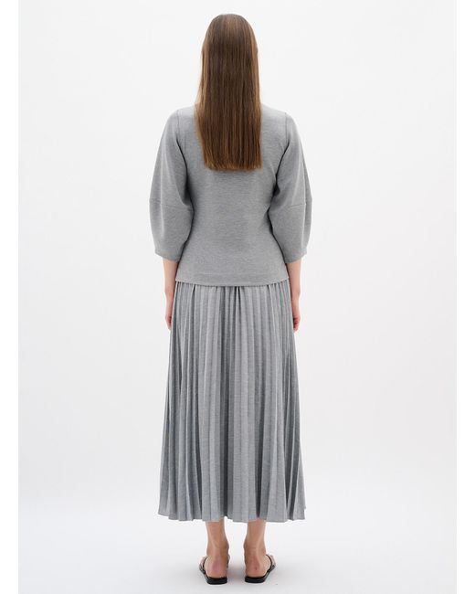 Inwear Gray Yan Touch Of Linen Pleated Midi Skirt