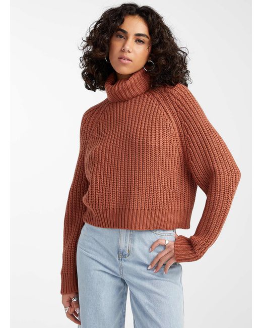 brown cropped turtleneck