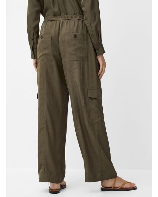 Part Two Green Sharina Satiny Twill Cargo Pant Fit: Wide Leg, Regular Waist