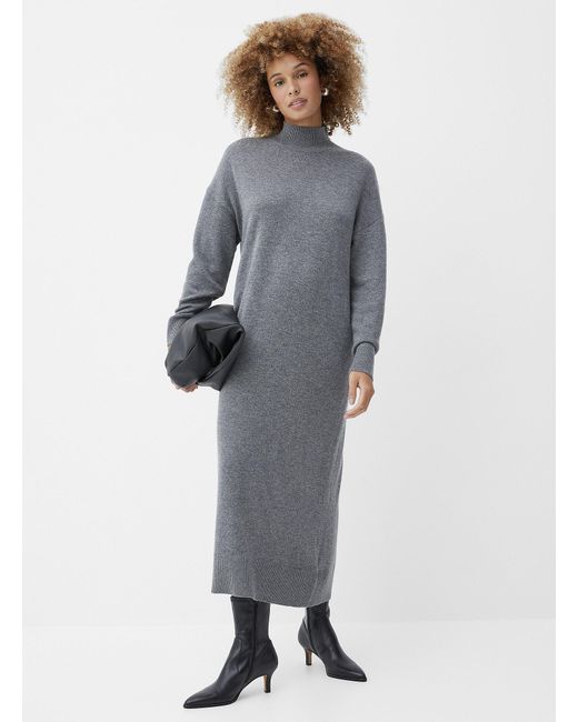 Contemporaine Gray Wool And Cashmere Maxi Dress