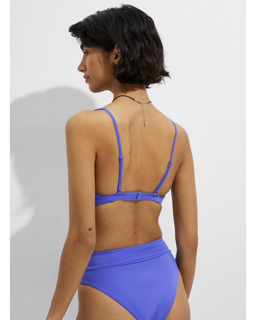 Simon's Blue Solid Triangle Bralette