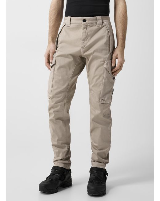 C P Company Natural Signature Lens Sateen Cargo Pant for men
