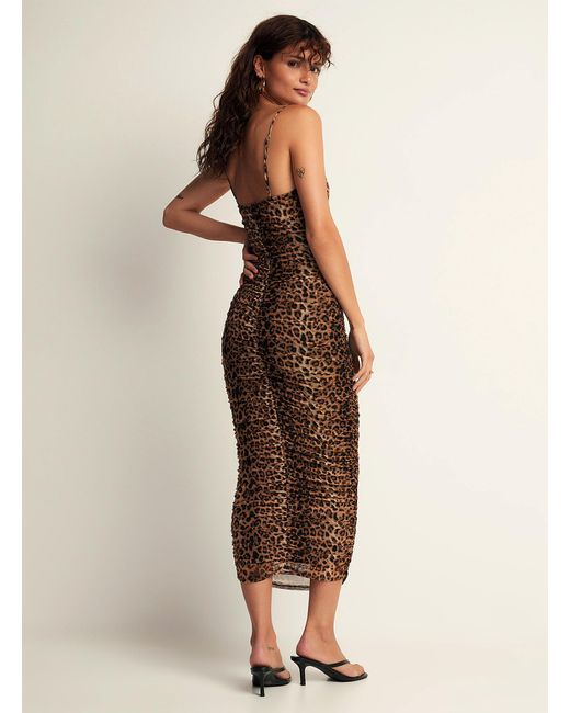Icône Natural Leopard Ruched Micromesh Dress