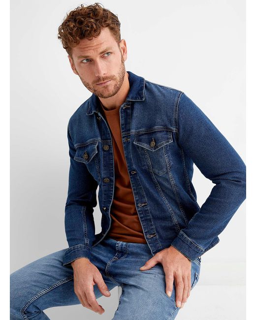 stretch jean jacket mens