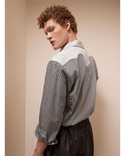 Maison Margiela Gray Appliqué Shapes Striped Shirt for men