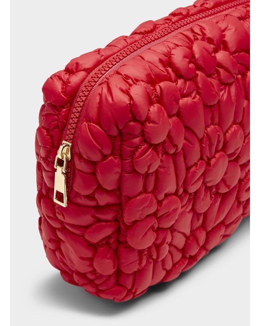 Simon's Red Quilted Flower Puffy Pouch