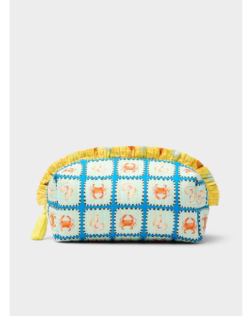Simon's Blue Cute Patterned Quilted Cosmetics Case