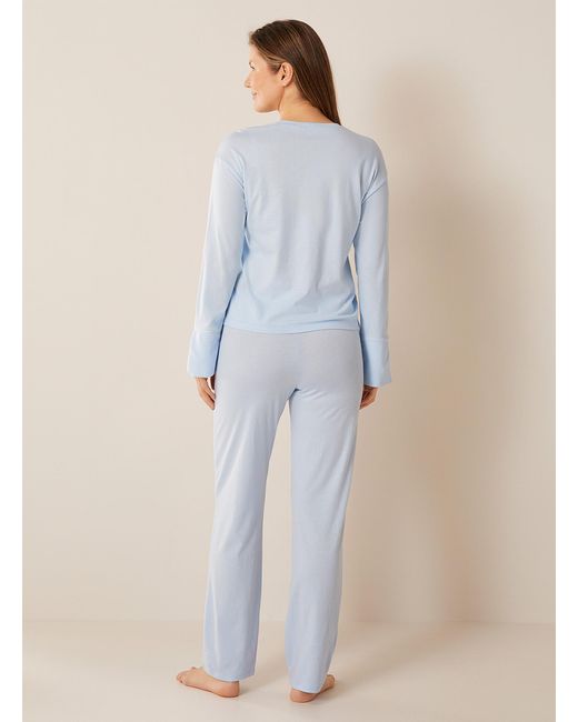 Benetton Blue Plain Cotton And Viscose Pyjama Set