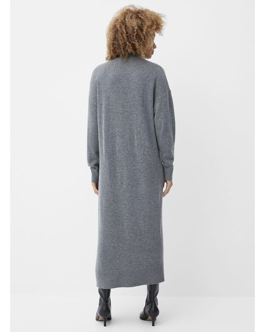 Contemporaine Gray Wool And Cashmere Maxi Dress