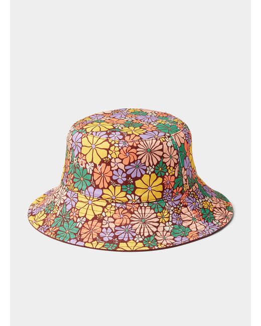 Roxy Brown Summer Flower Reversible Bucket Hat