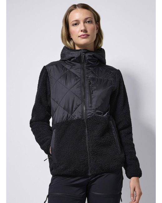 I.FIV5 Gray Quilted And Bouclé Polar Fleece Hooded Jacket